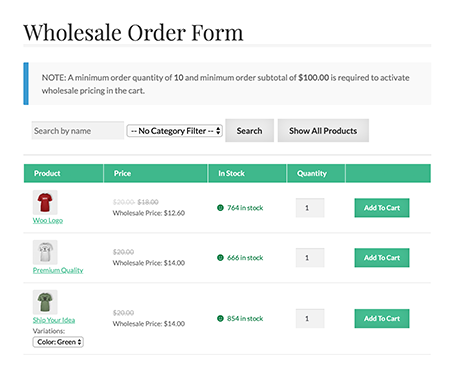 screenshot of Wholesale Suite